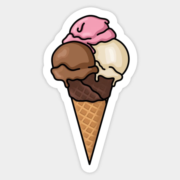 Triple Scoop Chocolate Dipped Waffle Cone Ice Cream *drools* Sticker by AlmightyClaire